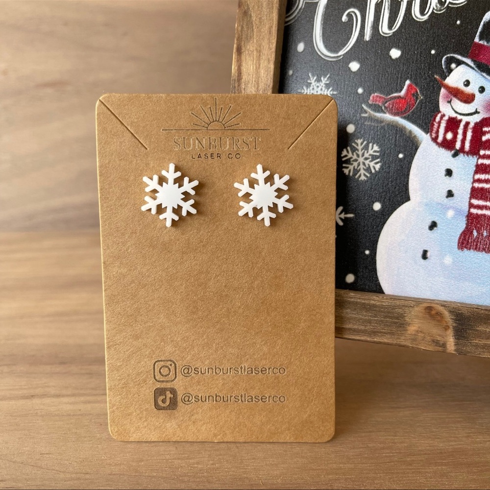 Winter Acrylic Earrings | Snowflake Earrings | Holiday Stud Earring